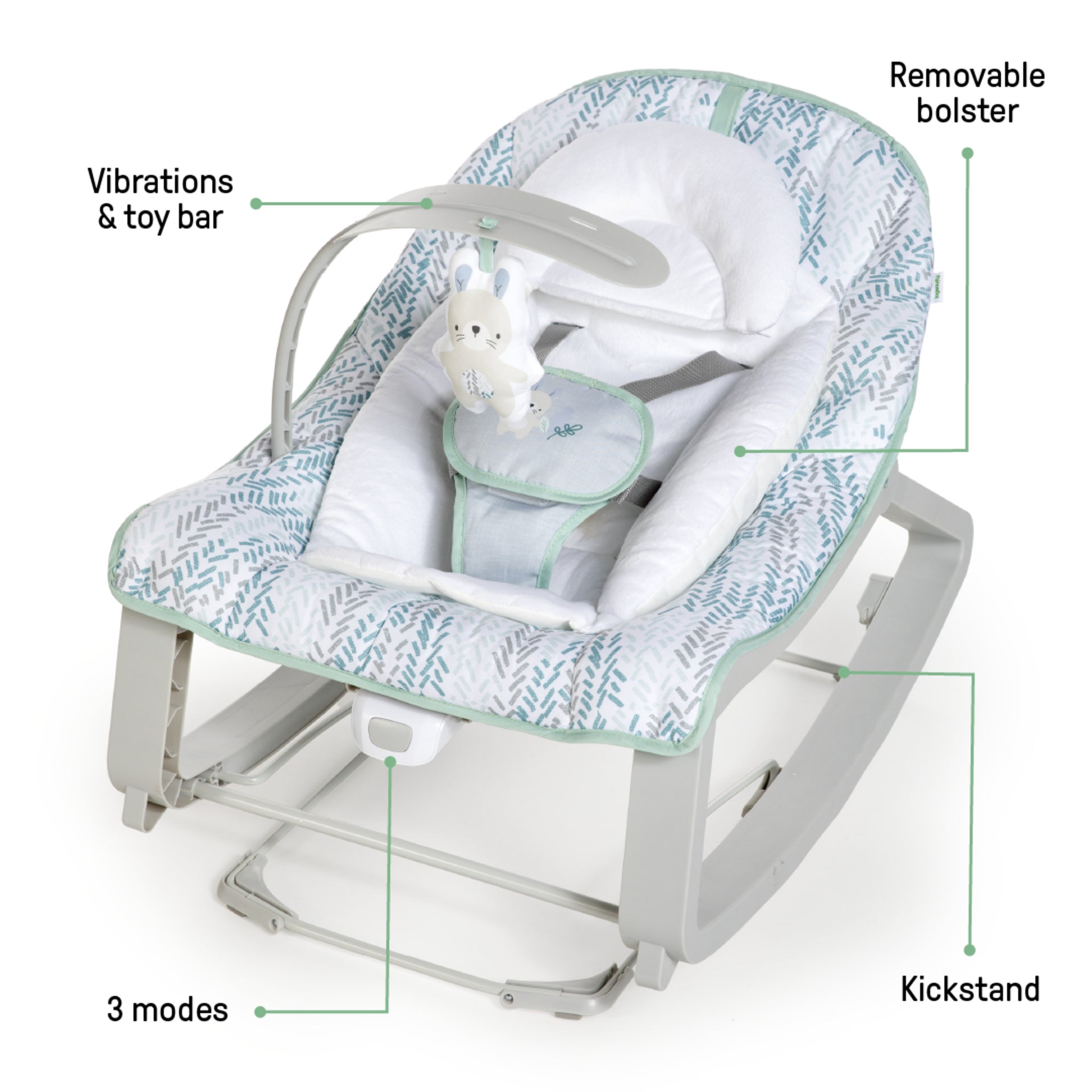 Keep Cozy 3 in 1 Grow with Me Bounce Rock Seat Spruce Kids2 LLC