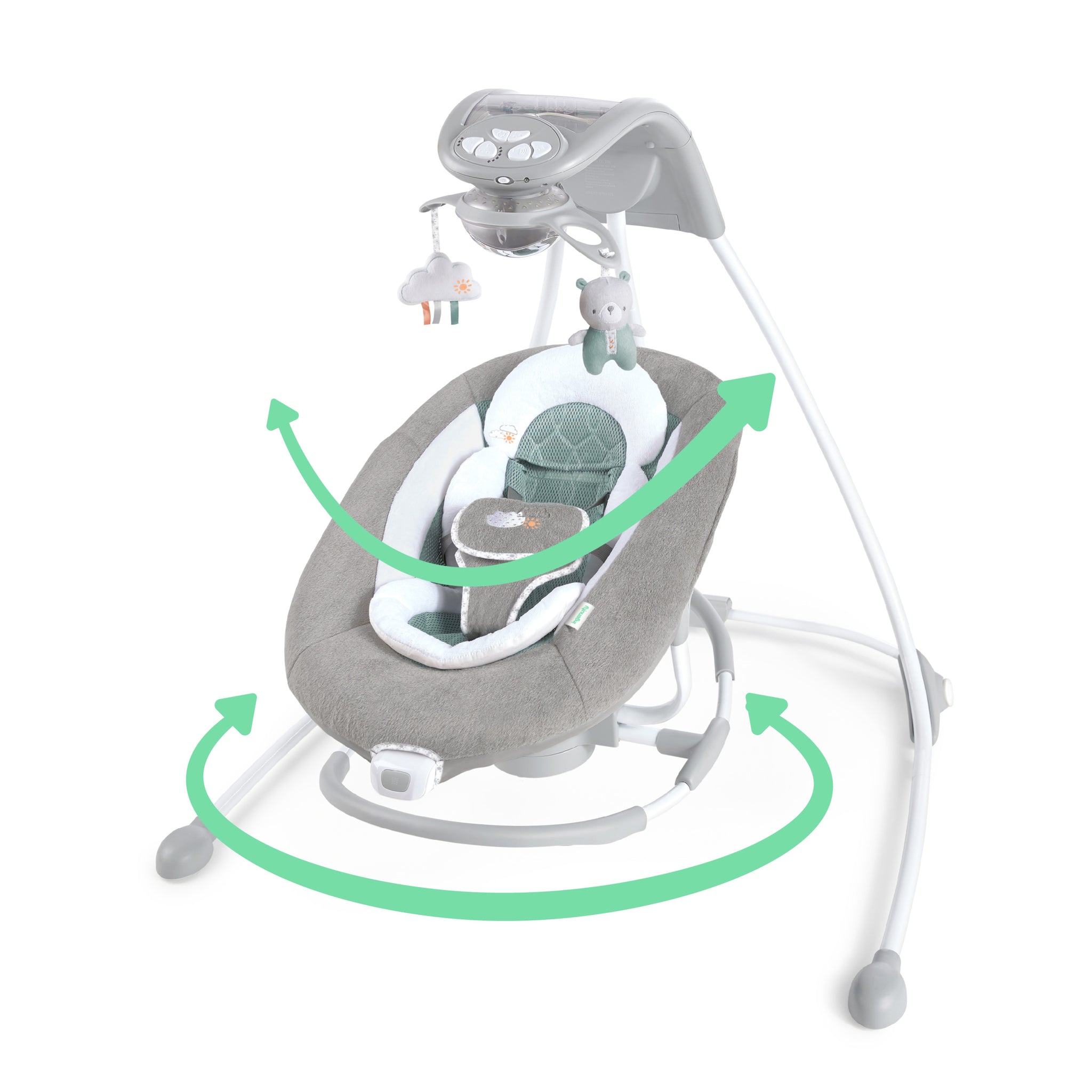 Ingenuity InLighten 2 in 1 Baby Swing Rocker with Cool Mesh Pemberton