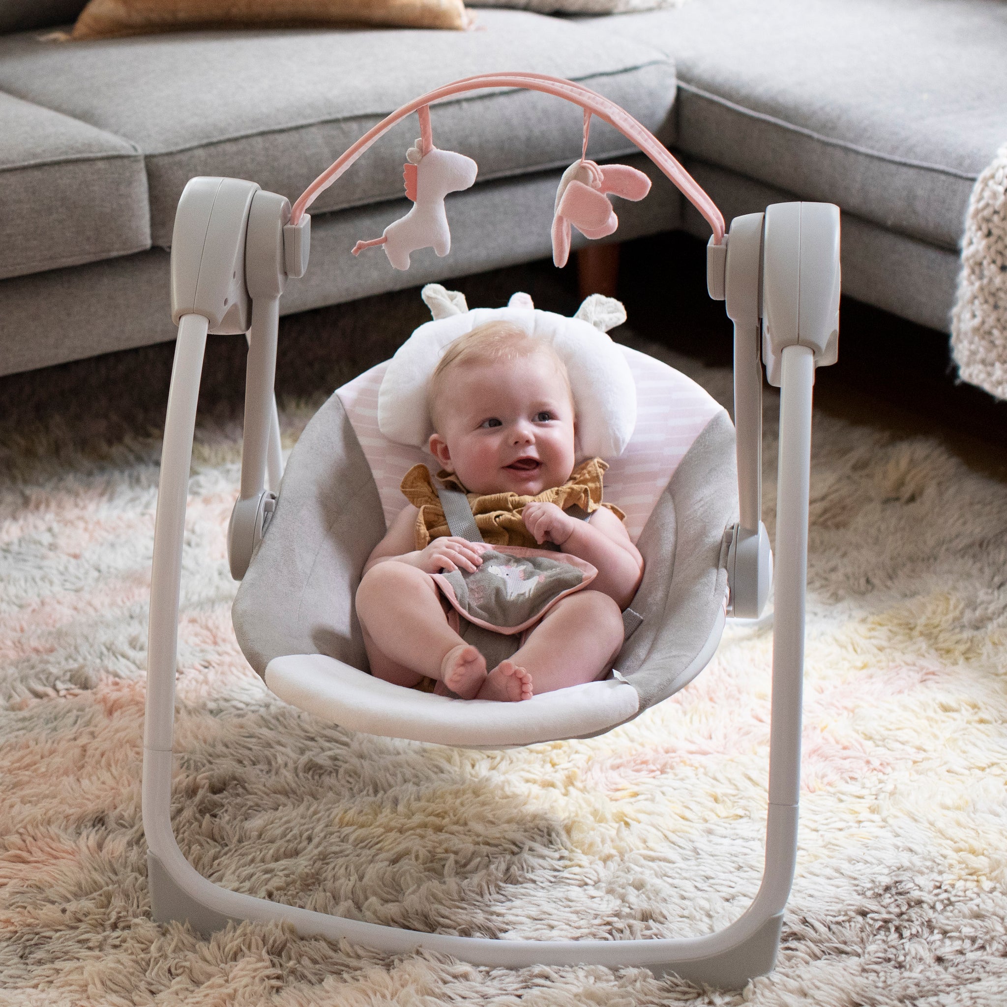 Comfort 2 Go Portable Swing - Flora the Unicorn – Kids2, LLC