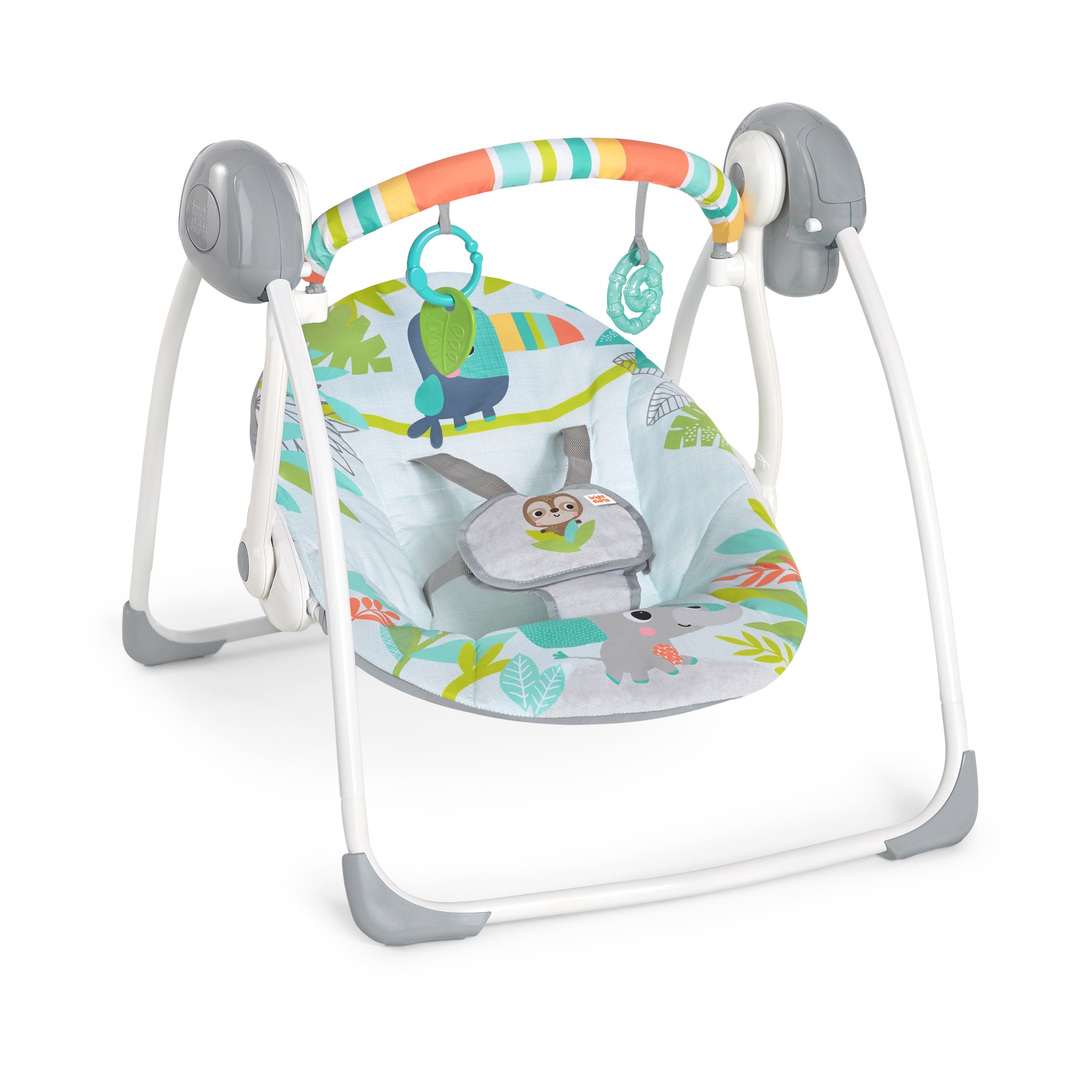 Bright Starts Playful Paradise Portable Compact Automatic Baby Swing with  Music, Unisex, Newborn +