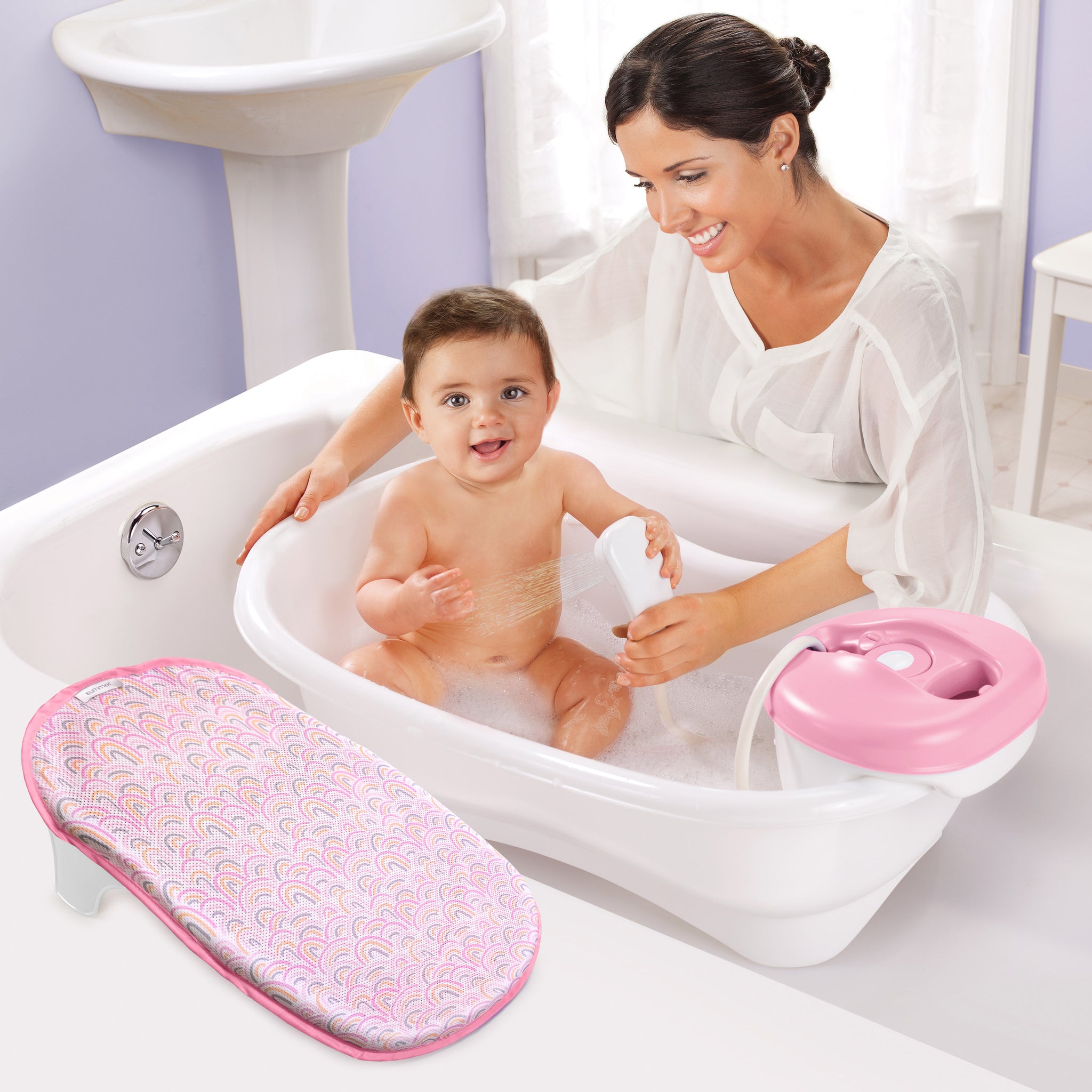 Newborn to Toddler Bath Center Shower Rainbow Splash Kids2 LLC