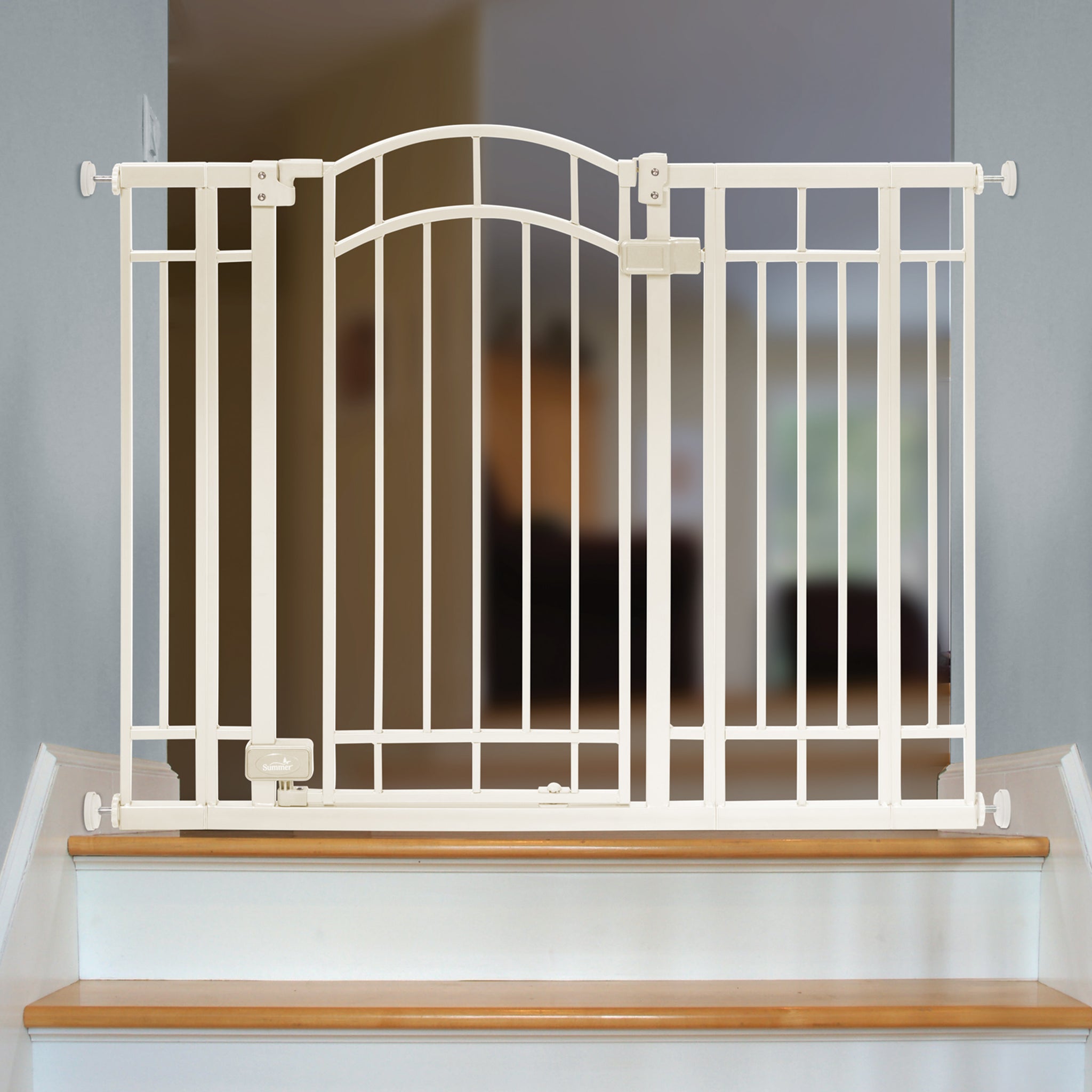 Multi Use Decorative Extra Tall Walk Thru Pet and Baby Gate Openings 29 48 Wide Beige Kids2 LLC