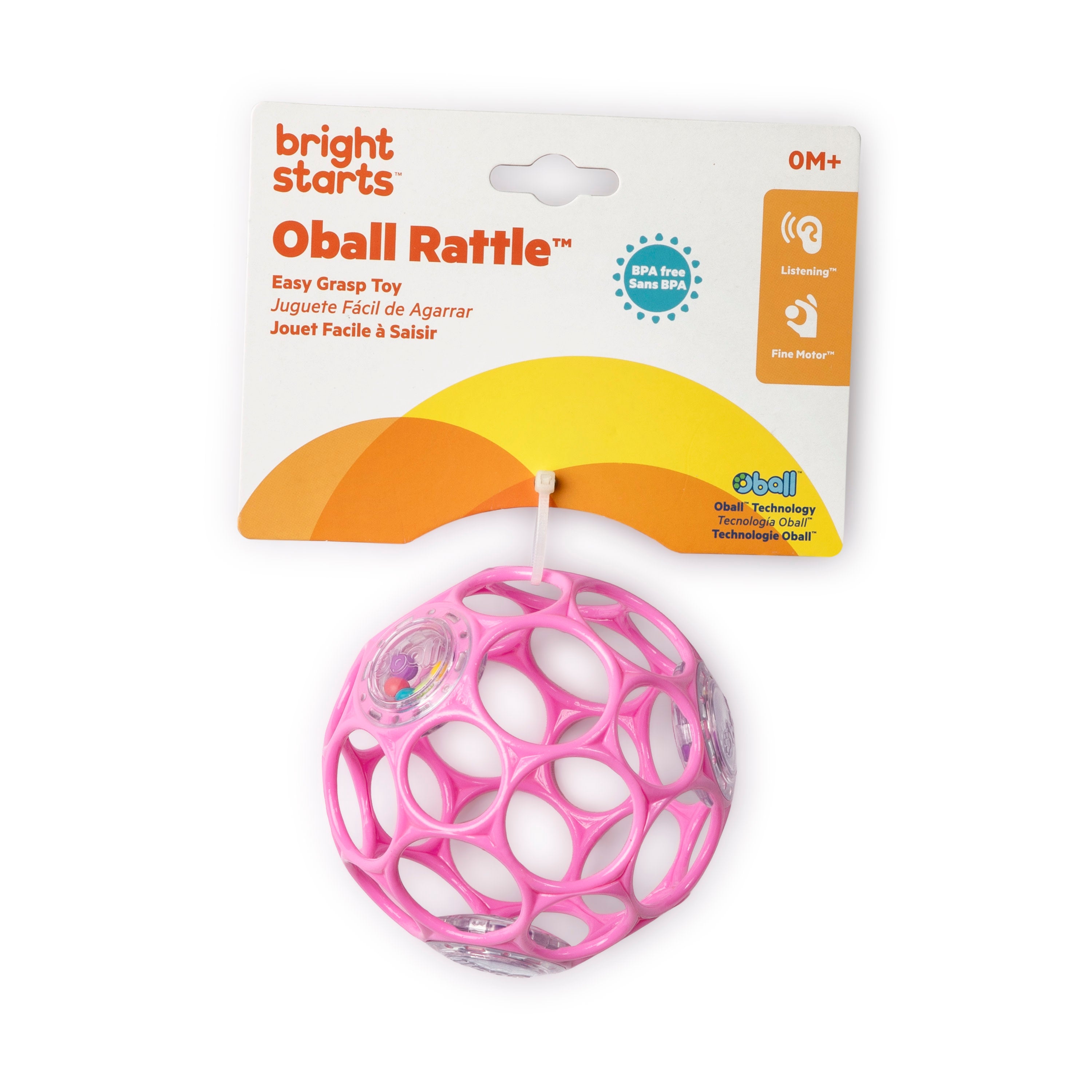Bright Starts Oball Easy Grasp Classic Ball BPA-Free Infant Toy in Red,  Yellow, Green, Blue, Age Newborn and up, 4 Inches